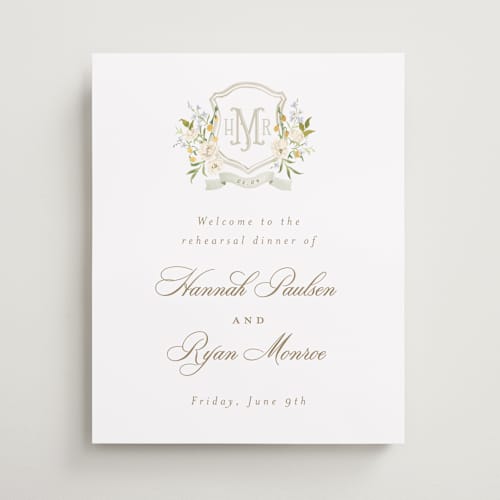 This is a chiffon wedding signs with standard by Everett Paper Goods called avalon printing on premium sign board in medium