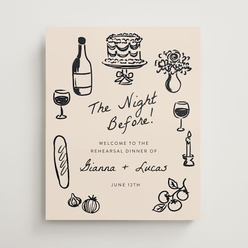 This is a papyrus wedding signs with standard by Itsy Belle Studio called the night before printing on premium sign board in medium