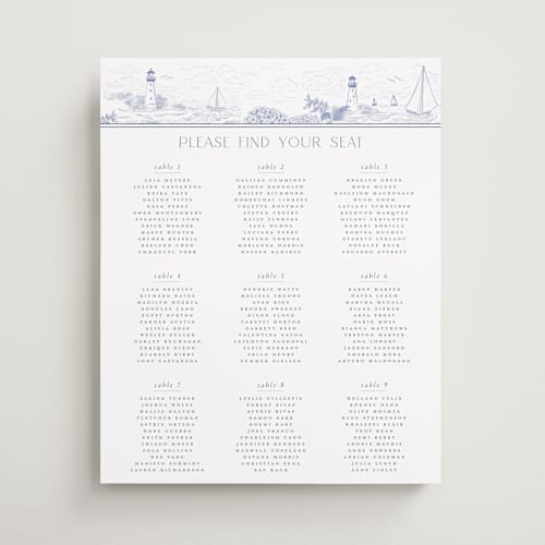 This is a periwinkle wedding signs with standard by Jenna Holcomb called coastal toile printing on premium sign board in 16x20