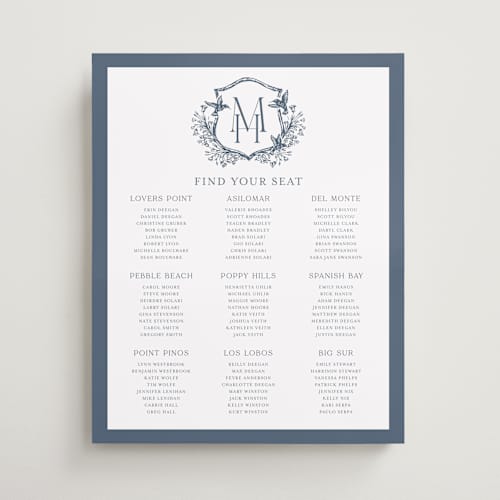 This is a provincial blue wedding signs with standard by Erin Deegan called hummingbird botanicals printing on premium sign board in 16x20