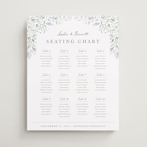 This is a periwinkle wedding signs with standard by Kristen Smith called delicate vines printing on premium sign board in 16x20