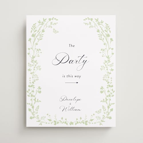 This is a spring wedding signs with standard by Susan Moyal called flower garden printing on premium sign board in 16x20