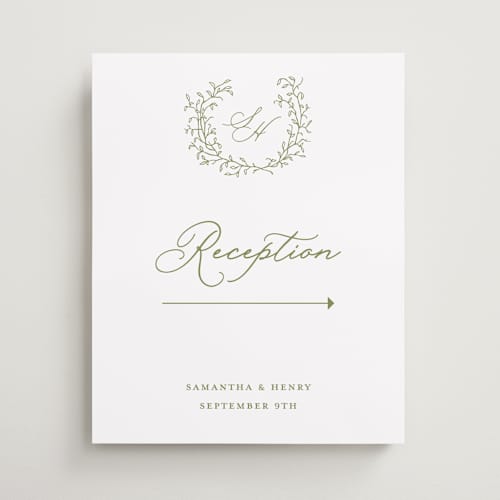 This is a pistachio wedding signs with standard by Katherine Moynagh called garden script printing on premium sign board in 16x20