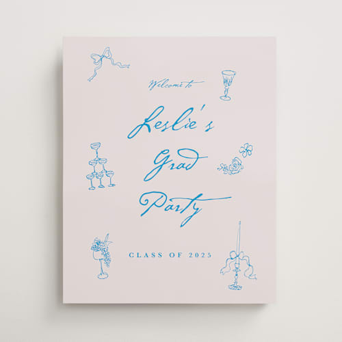 This is a sky whispers graduation party decorations with standard by Cass Loh called handdrawn little things printing on premium sign board in 16x20
