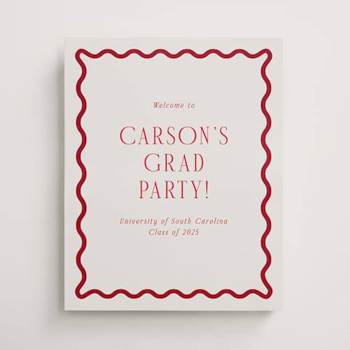 This is a ruby graduation party decorations with standard by Jackie Crawford called fun border frame printing on premium sign board in 16x20