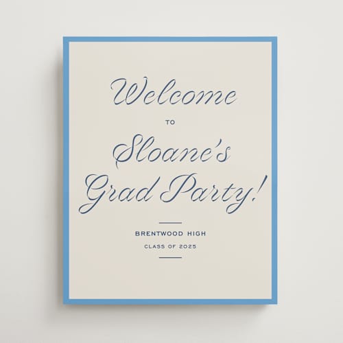 This is a bluebell graduation party decorations with standard by Megan Davis called cotillion printing on premium sign board in 16x20