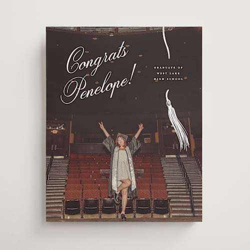 This is a snow graduation party decorations with standard by Pixel and Hank called tassel type printing on premium sign board in 16x20