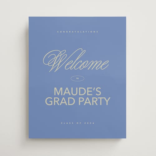 This is a denim graduation party decorations with standard by Inkblot Design called new style printing on premium sign board in 16x20