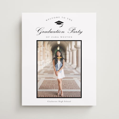 This is a cotton graduation party decorations with standard by Stacey Meacham called elegant frame printing on premium sign board in 16x20