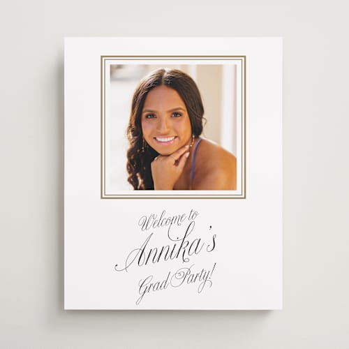 This is a cotton graduation party decorations with standard by Shirley Lin Schneider called elegant chic printing on premium sign board in 16x20