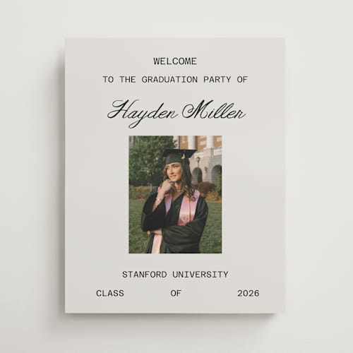 This is a onyx graduation party decorations with standard by Cass Loh called trio gallery printing on premium sign board in 16x20