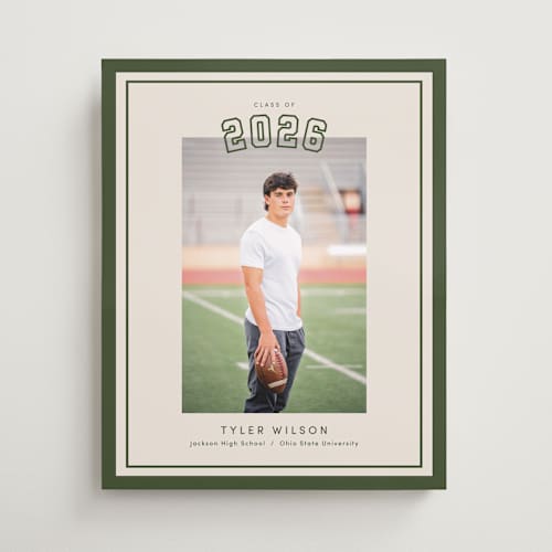 This is a forest graduation party decorations with standard by Megan Cash called varsity year printing on premium sign board in 16x20