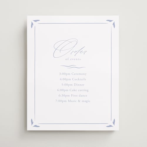 This is a pale cerulean wedding signs with standard by Sabrin Deirani called ocean dreams printing on premium sign board in 16x20