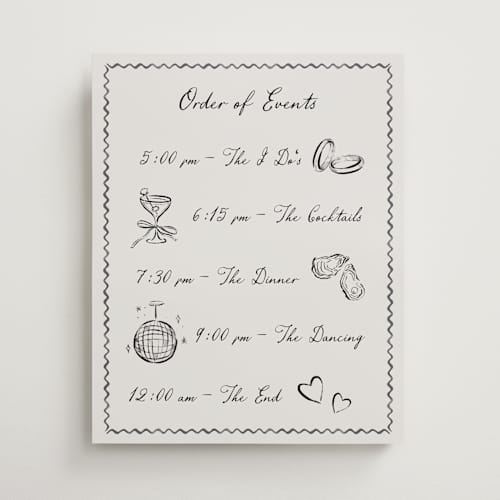This is a rock wedding signs with standard by Pati Cascino called puglia printing on premium sign board in 16x20