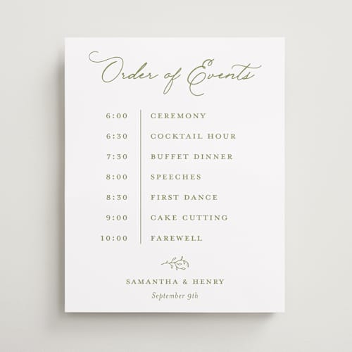 This is a pistachio wedding signs with standard by Katherine Moynagh called garden script printing on premium sign board in 16x20