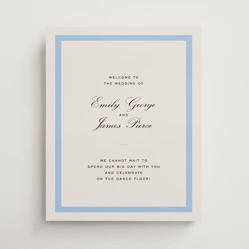 This is a sky wedding signs with standard by Megan Davis called montauk printing on premium sign board in 16x20