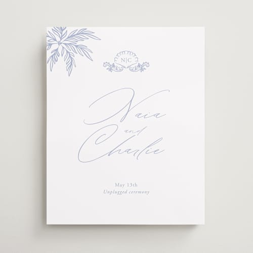 This is a pale cerulean wedding signs with standard by Sabrin Deirani called ocean dreams printing on premium sign board in 16x20