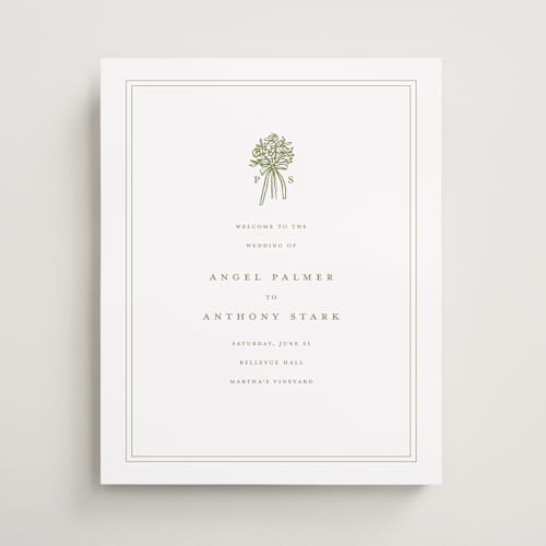 This is a pistachio wedding signs with standard by Lori Wemple called wedding bouquet printing on premium sign board in 16x20