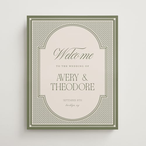 This is a moss wedding signs with standard by Kelly Watkins called literary printing on premium sign board in 16x20
