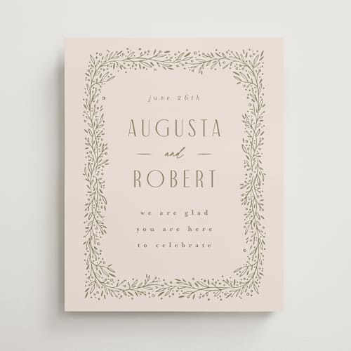 This is a natural wedding signs with standard by Anastasia Makarova called classy printing on premium sign board in 16x20