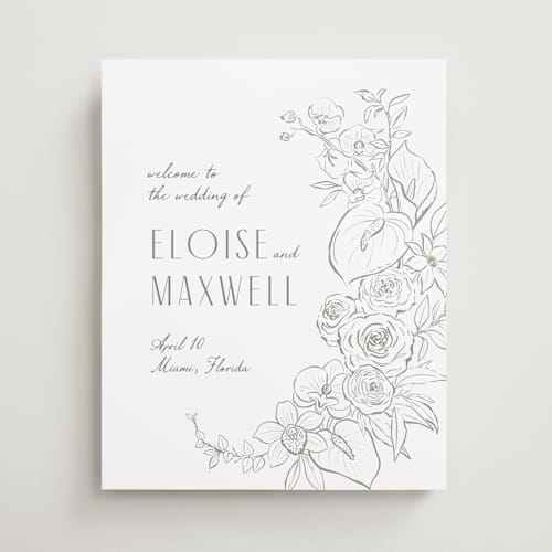 This is a snow wedding signs with standard by Kristen Smith called orchid frame printing on premium sign board in 16x20