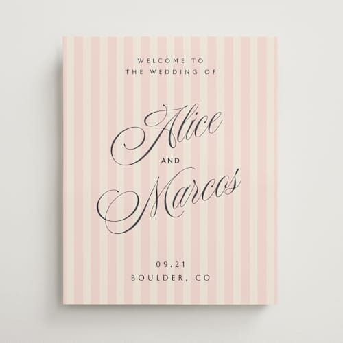 This is a peony wedding signs with standard by Sherley Ferreira called blush printing on premium sign board in 16x20