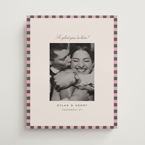 This is a olive wedding signs with standard by Kristie Kern called phoebe printing on premium sign board in 16x20