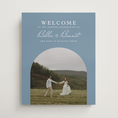 This is a powder wedding signs with standard by Laura Hamm called arch printing on premium sign board in 16x20
