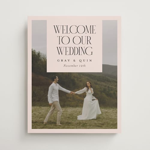 This is a blush wedding signs with standard by Laura Hamm called so picture perfect printing on premium sign board in 16x20