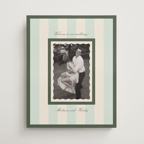 This is a mint wedding signs with standard by Kristie Kern called pop printing on premium sign board in 16x20