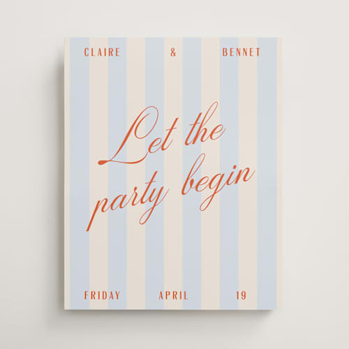 This is a windy wedding signs with standard by Pixel and Hank called party begins printing on premium sign board in 16x20