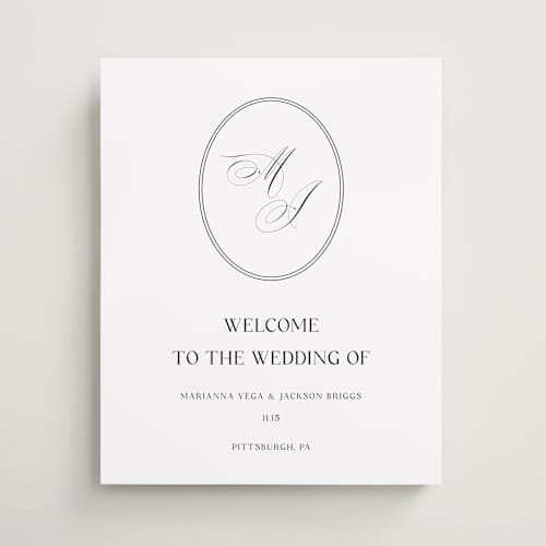 This is a silk wedding signs with standard by Ilze Lucero called well stated printing on premium sign board in 16x20