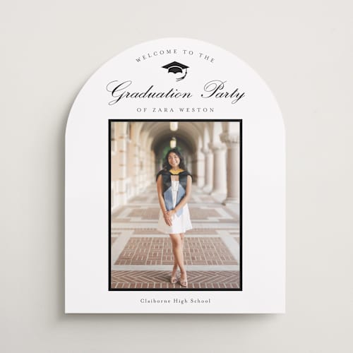 This is a cotton graduation party decorations with standard by Stacey Meacham called elegant frame printing on premium sign board in 16x20