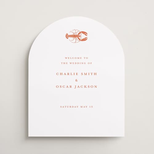This is a spritz wedding signs with standard by Pippa Shaw called lobster printing on premium sign board in 16x20