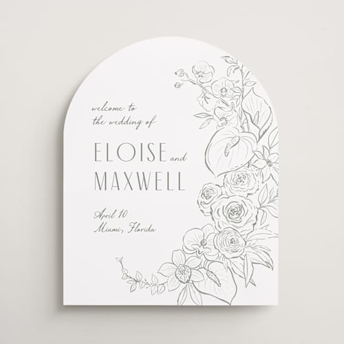This is a snow wedding signs with standard by Kristen Smith called orchid frame printing on premium sign board in 16x20