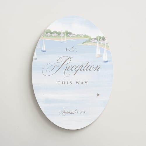 This is a sky wedding signs with standard by Jennifer Wick called bristol printing on premium sign board in 16x20