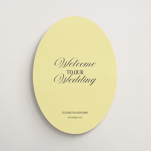 This is a butter wedding signs with standard by Helena Vitto called the eternal printing on premium sign board in 16x20