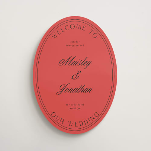 This is a sunset wedding signs with standard by Emily Sabol Goss called modern romance printing on premium sign board in 16x20
