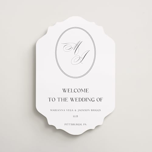 This is a silk wedding signs with standard by Ilze Lucero called well stated printing on premium sign board in 16x20