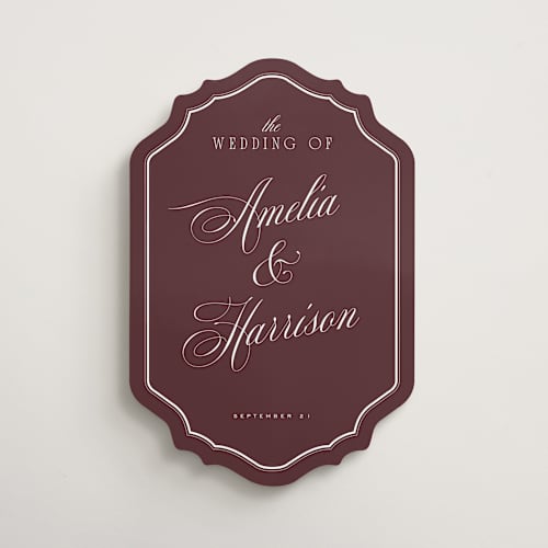 This is a cabernet wedding signs with standard by Eric Clegg called classic wedding printing on premium sign board in 16x20