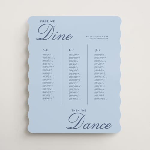 This is a dusty blue and midnight wedding signs with standard by Kelley McQuillen called cafe matrimony printing on premium sign board in 16x20