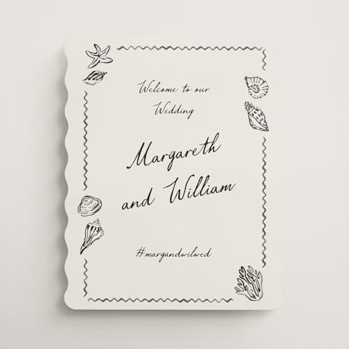 This is a rock wedding signs with standard by Pati Cascino called puglia printing on premium sign board in 16x20