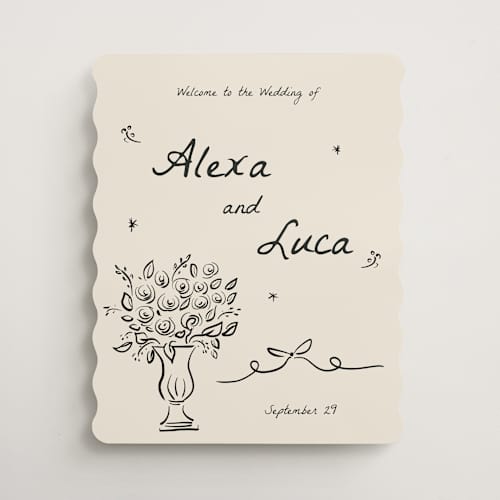 This is a vanilla wedding signs with standard by Ani Somi called roses printing on premium sign board in 16x20
