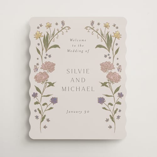 This is a petal wedding signs with standard by Nicoletta Savod called parisian garden printing on premium sign board in 16x20