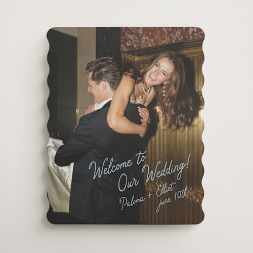 This is a dusty blue wedding signs with standard by Stacey Meacham called written with love printing on premium sign board in 16x20