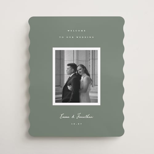This is a jade wedding signs with standard by Emily Sabol Goss called vintage simplicity printing on premium sign board in 16x20