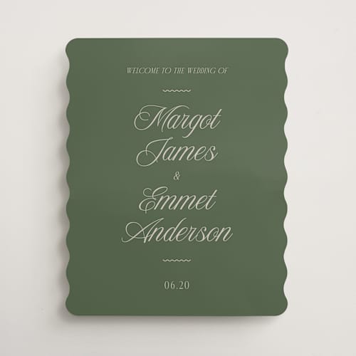This is a sage wedding signs with standard by Kat Roberts called southern formal printing on premium sign board in 16x20