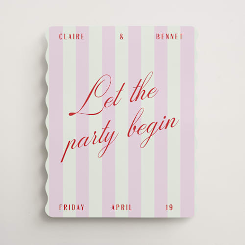 This is a sherbet wedding signs with standard by Pixel and Hank called party begins printing on premium sign board in 16x20