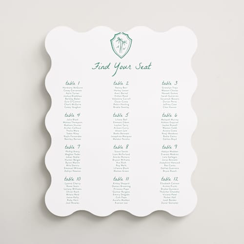 This is a palm wedding signs with standard by Erika Firm called palm tree crest printing on premium sign board in 16x20