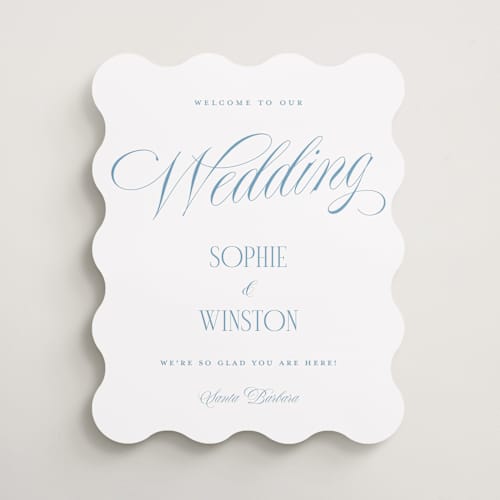 This is a slate blue wedding signs with standard by Yaling Hou Suzuki called simply love printing on premium sign board in 16x20